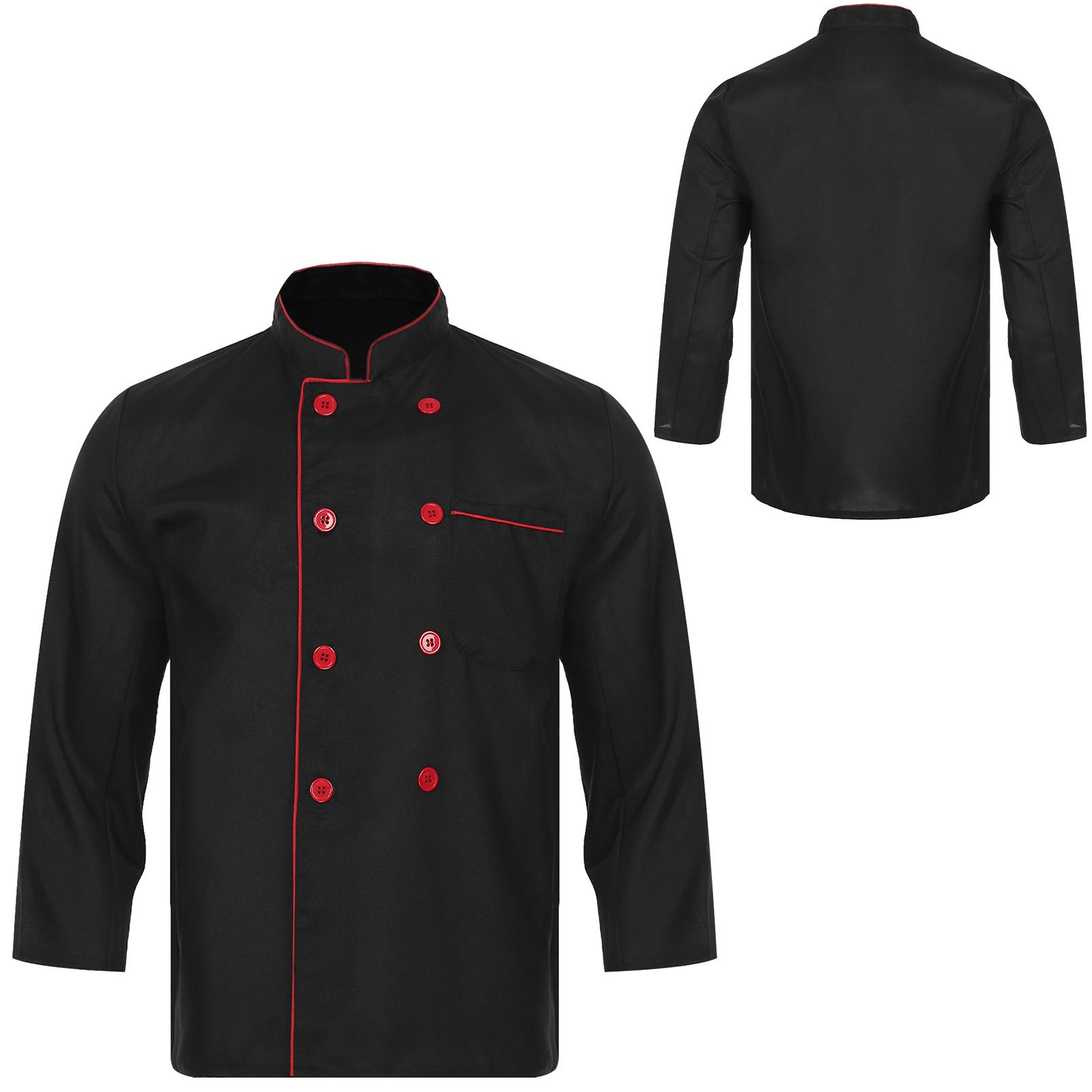 Herren Kochjacke Kochmantel Restaurant Küche Uniform Langarm Arbeitskleidung XL