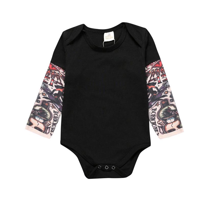 INS Baby Tattoo Strampler: Stilvoller Neugeborenen-Strampler mit Dreiecksschnitt im Schritt 70 cm schwarz
