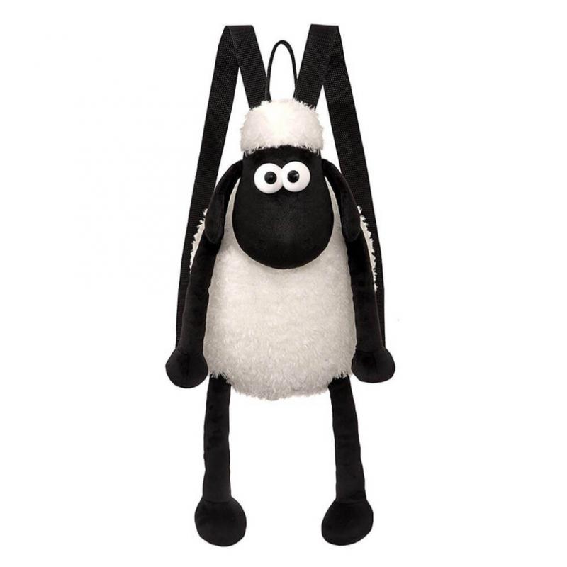 Shaun das Schaf Plüsch Rucksack Zeichentrickfigur Schultasche Große Kapazität 50x25x10cm weiß