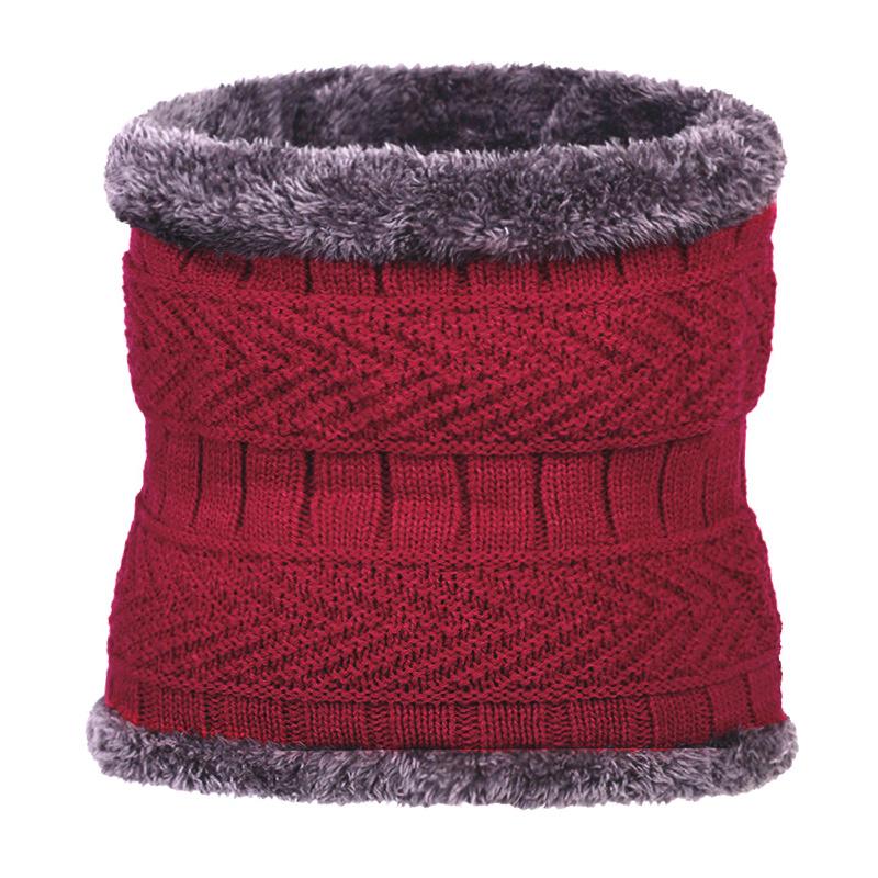 Winter Warme Mütze Mützen Herren Hüte Schal Warme Atmungsaktive Wolle Strickmütze für Männer Doppelschichtige Kappe wein rot