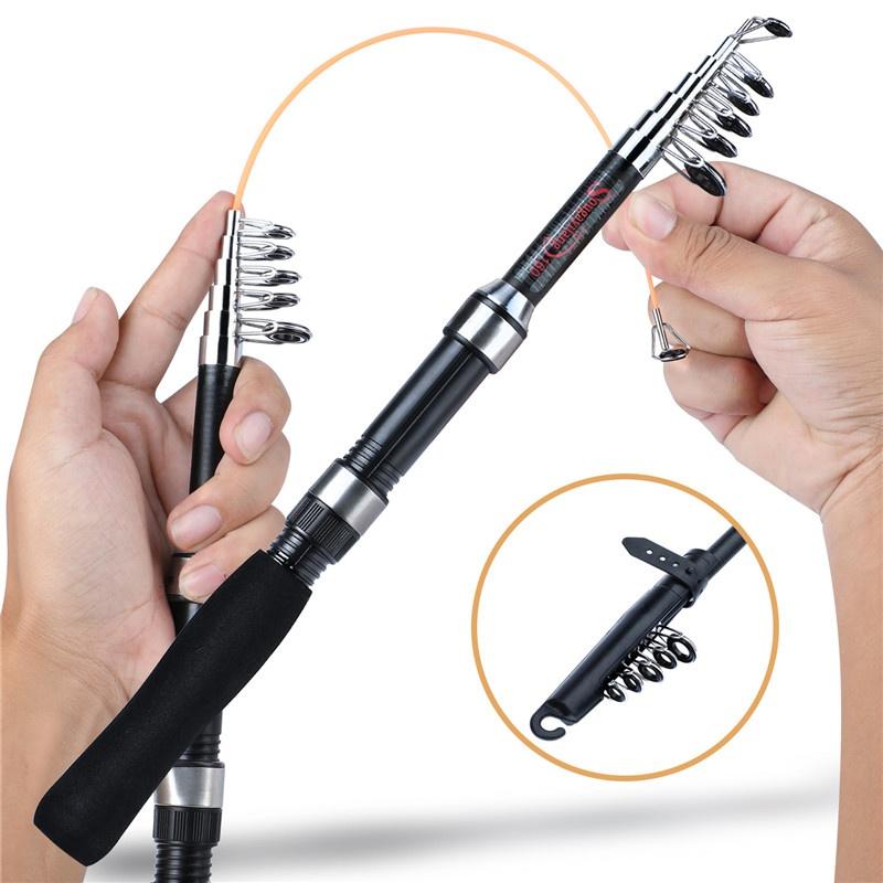 Angelruten 160 cm Teleskop-Angelrute, tragbare Reise-Spinn-Angelrute für Anfänger und Kinder 160 cm schwarz