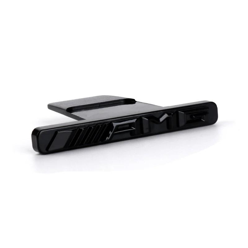 1 Stück 3D ABS AMG Emblem Auto Frontgrill Plakette Aufkleber Autozubehör für Mercedes Benz W211 W203 W204 W210 W124 AMG W202 W212 schwarz
