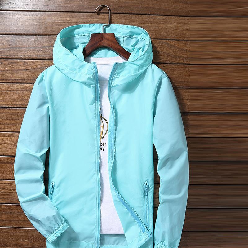 Schnelltrocknende Jacke Radfahren Laufen Sonnenschutz Wasserdicht UV Damen Herren Dünne Oberbekleidung Ultraleichte Jacke Herren Winddichte Jacke L hellblaue