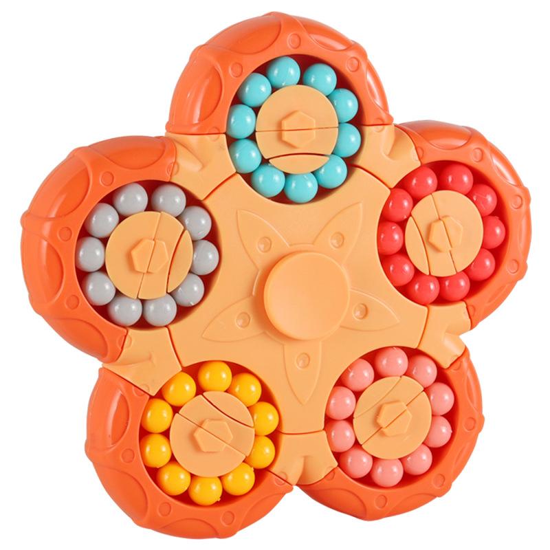Magic Bean Puzzle-Spielzeug, rotierender Magic Bean Fidget Cube 2-in-1, Geschenk für Kinder, Jungen und Mädchen ab 3 Jahren, 5–7, 8–12 Jahren, Denksportaufgabe, Fidget-Spielzeug für Teenager und Erwachsene 14*14*3cm orange