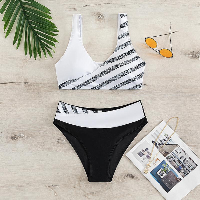 Frauen Bikini Set Bademode Badeanzug Bade Bademode Anzug Damen Bikini Set Sommer Schwimmen Anzug Zwei Stücke Patchwork Beachwear M