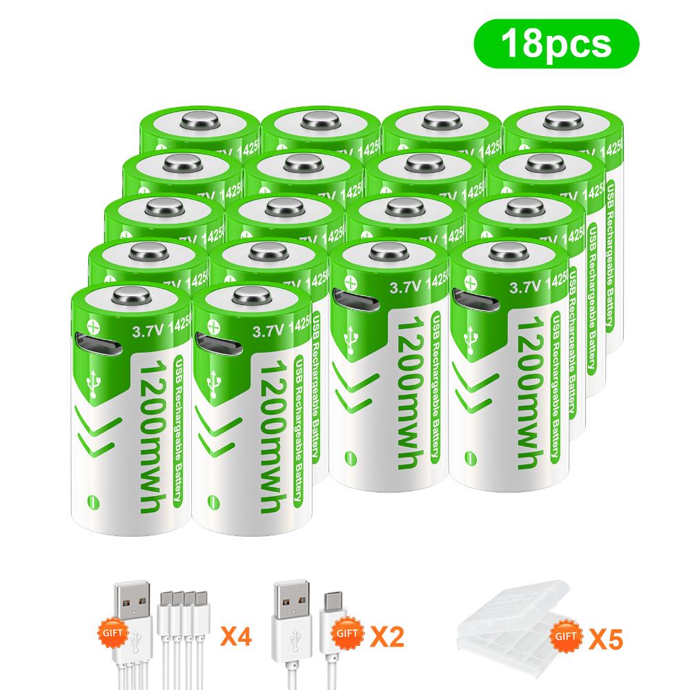 PALO 3,7 V 14250 300 mAh wiederaufladbarer Lithium-Akku, wiederaufladbarer USB-Sensor-Akku – rot/grüner Laserpointer-Akku, kostenloses Kabel