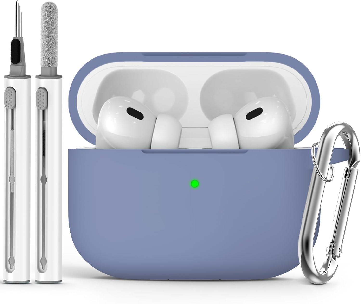 Bestseller AirPods Pro 3 Silikon Schutzhülle, 2025 Modell mit Riemen - Einfarbig Airpods 4 lavendel