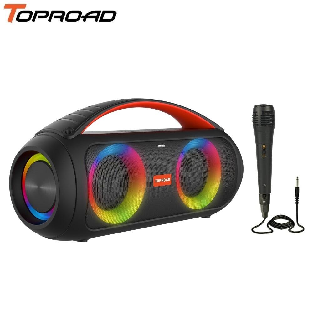TOPROAD 40 W tragbarer Bluetooth-Lautsprecher, wasserdicht, kabellos, Stereo, Bass, Home-Party, Boombox, Outdoor, große Säule, unterstützt FM-Radio, LED-Leuchten