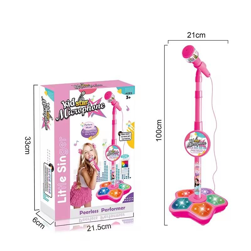 Kinder Mikrofon mit Ständer Karaoke Songmaschine Musikinstrument Spielzeug Gehirntraining Lernspielzeug Geburtstagsgeschenk für Mädchen Junge Children's microphone rosa