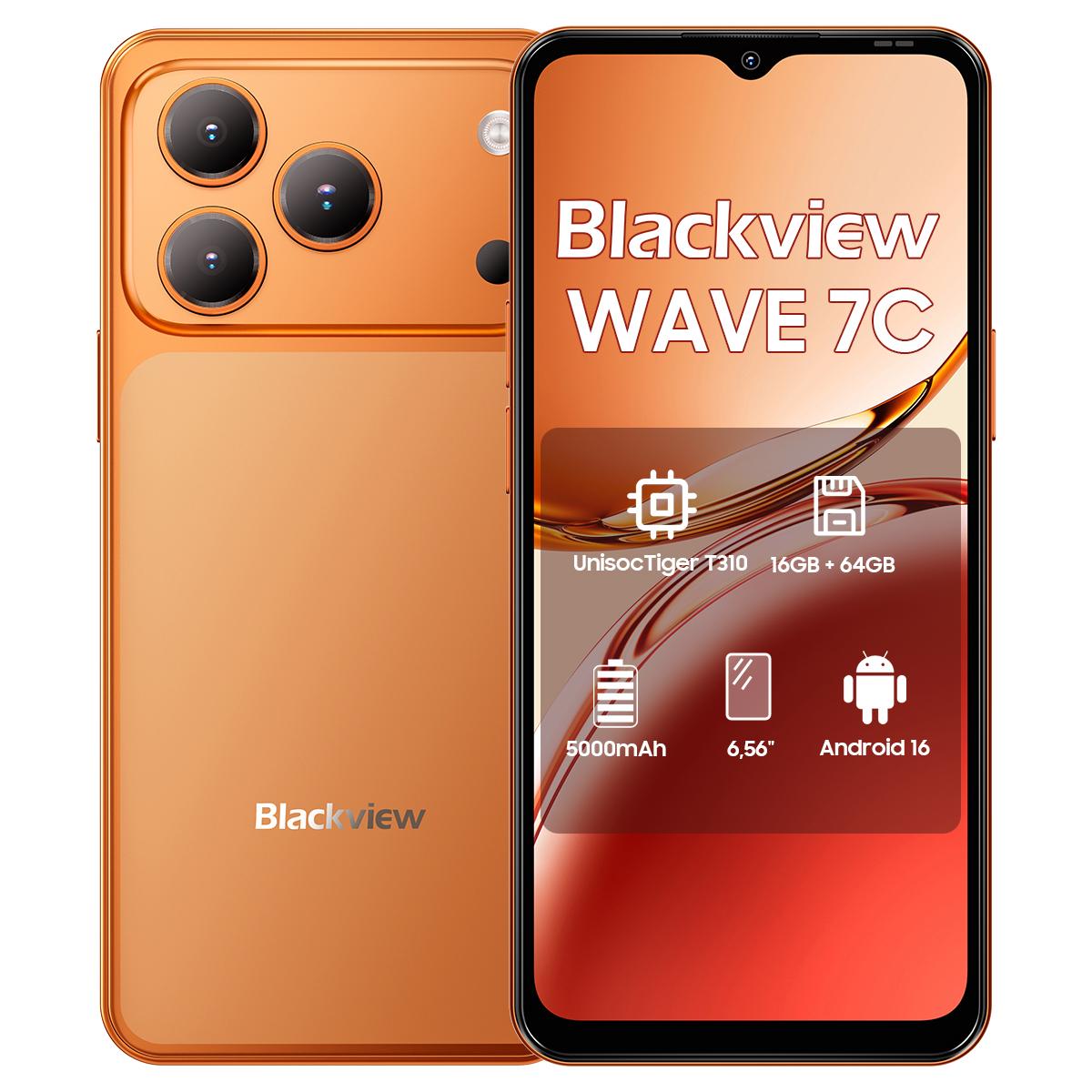 Blackview WAVE 7C 4G KI-Smartphone 16GB+128GB 6.56  Android 16 5000mAh Mobiltelefon 4+64 orange