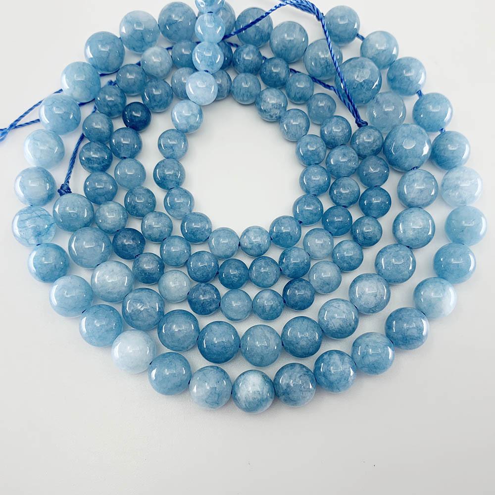 1 Stück Natürlicher Hailanbao Lose Perle Runde Perlen, Armband Halskette Halbfertige Perle Perlen, Handgefertigte DIY Zubehörmaterialien 6mm x62pcs blau