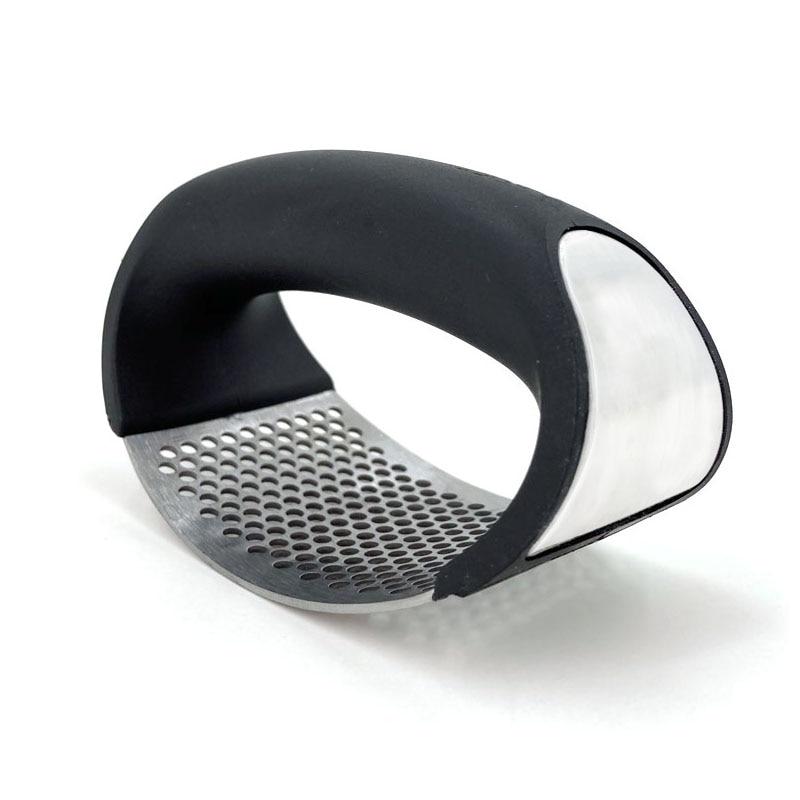 1 stücke Edelstahl Knoblauch Presse Manuelle Knoblauch Fleischwolf Hacken Knoblauch Werkzeuge Kurve Obst Gemüse Werkzeuge Küche Gadgets With steel edging schwarz