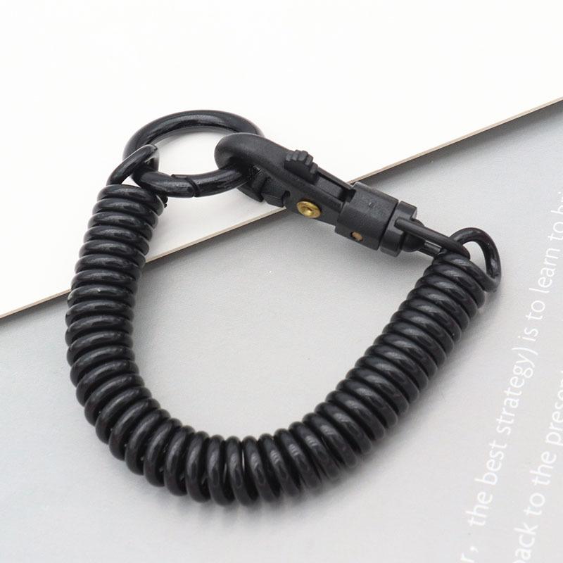 Schraubenfedern-Schlüsselanhänger, dehnbare Spiralfeder, einziehbarer Schraubenfeder-Schlüsselanhänger mit Metallverschluss, Schlüsselanhänger-Halter, Schlüsselband schwarz