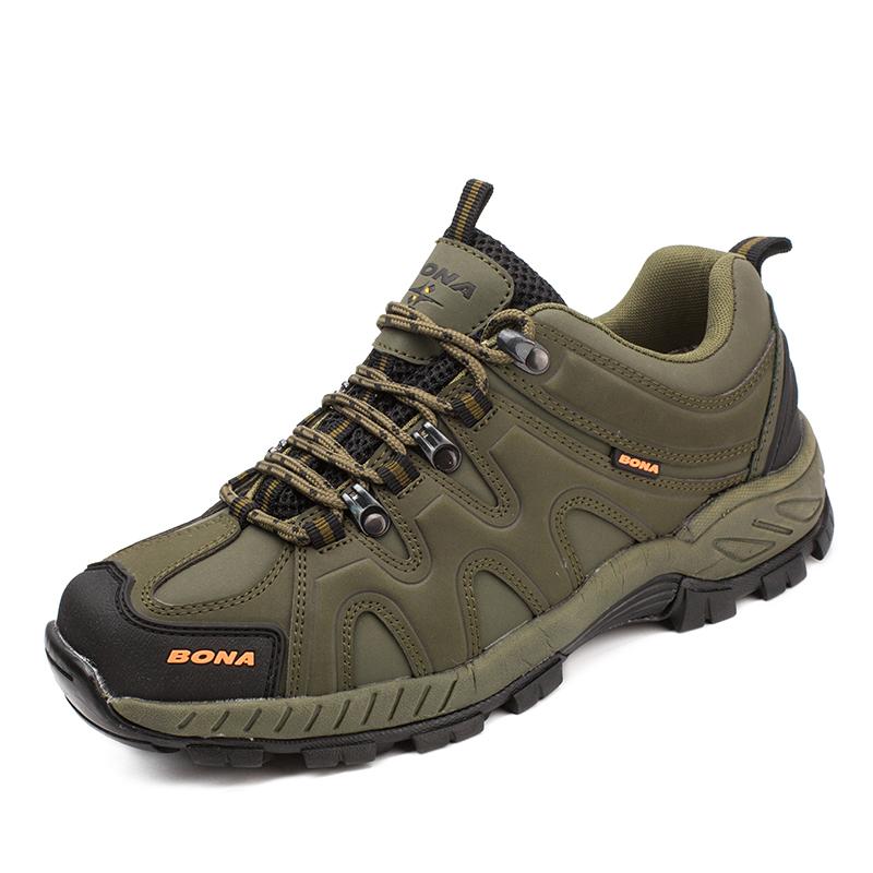 BONA Neue Ankunft Klassiker Stil Männer Wanderschuhe Lace Up Männer Sport Schuhe Outdoor Jogging Trekking Turnschuhe 41 grün