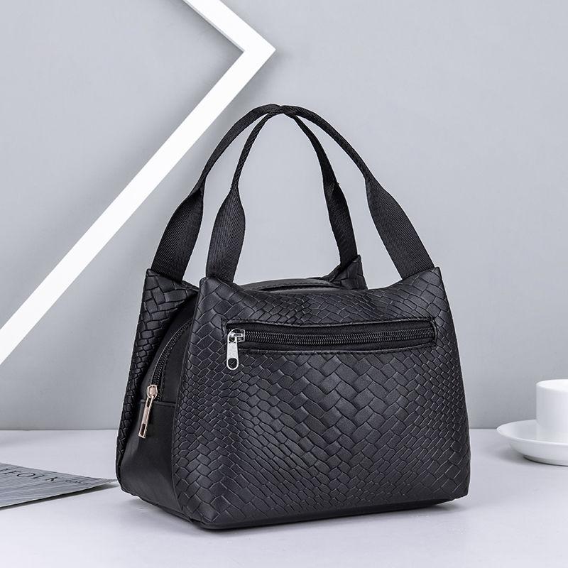 Damenhandtasche mit Reißverschluss, PU-Tasche, wasserdicht, mit Lunchpaket, Mahlzeitenverpackung, Lunchbox-Tasche, Bento-Tasche, Handtasche 21*14*17cm