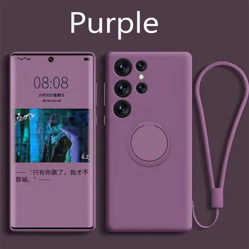 Magnetische Halterung Hülle für Samsung Galaxy S24 S23 S22 S21 Ultra Plus S20 FE Note 20 S24 FE Flüssigsilikonhülle Samsung S21 Plus violett