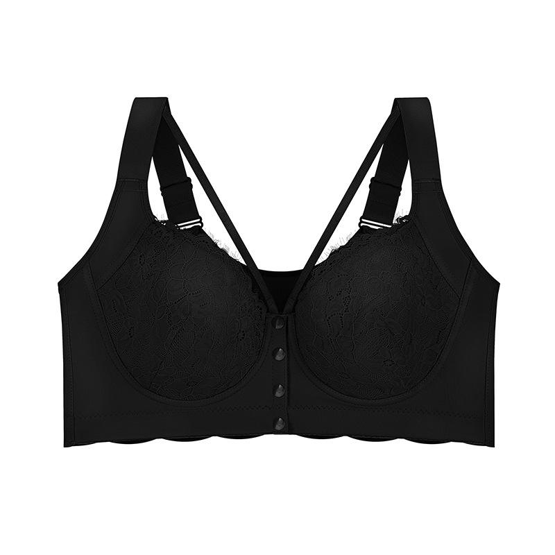 Übergroße Damen-Spitzen-Unterwäsche mit Knopfleiste und verstellbaren Trägern 8XL schwarz