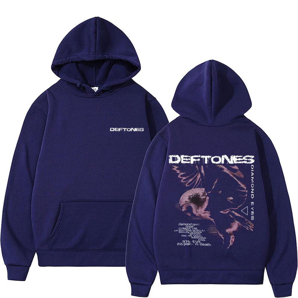 Deftones Diamond Eyes Album Grafik Hoodie Herren Damen Retro Gothic Rock Streetwear Männlich Lässig Fleece Baumwolle Übergroße Hoodies L dunkelblau