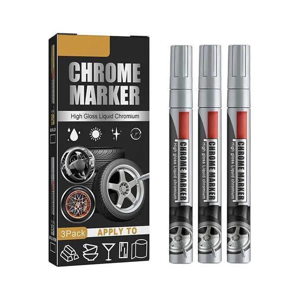 3Pcs Liquid Mirror Chrome Marker Pen Set DIY Car Paint Pens Car Tire Graffiti Pen LM silber