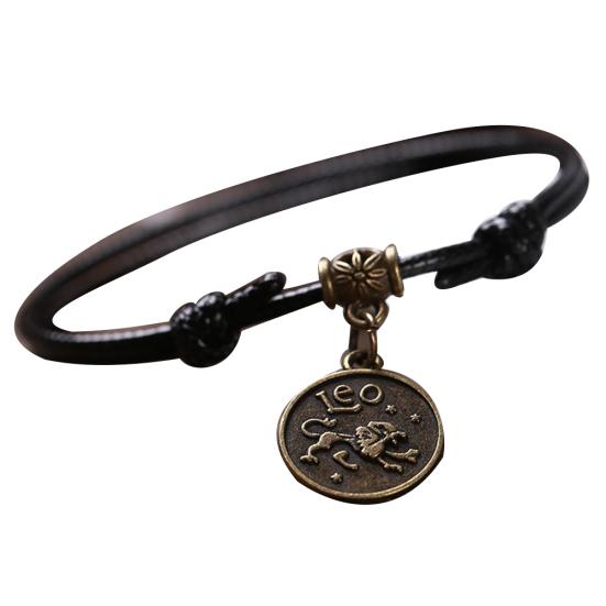 12 Sternbilder, runder Charm, Kunstleder-Fußkettchen, Fußkette, Fußkettchen Leo