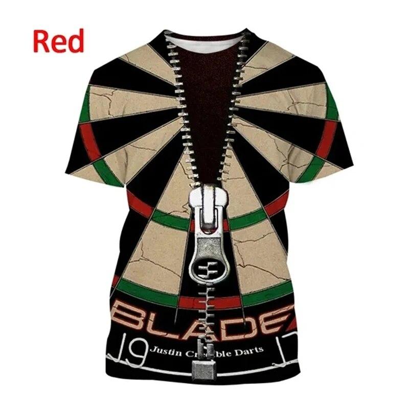 Darts Thema Muster männer Kurzarm T Shirt Casual Mode Spiel Harajuku Stil 3D Print Street Top Ropa Hombre 6XL