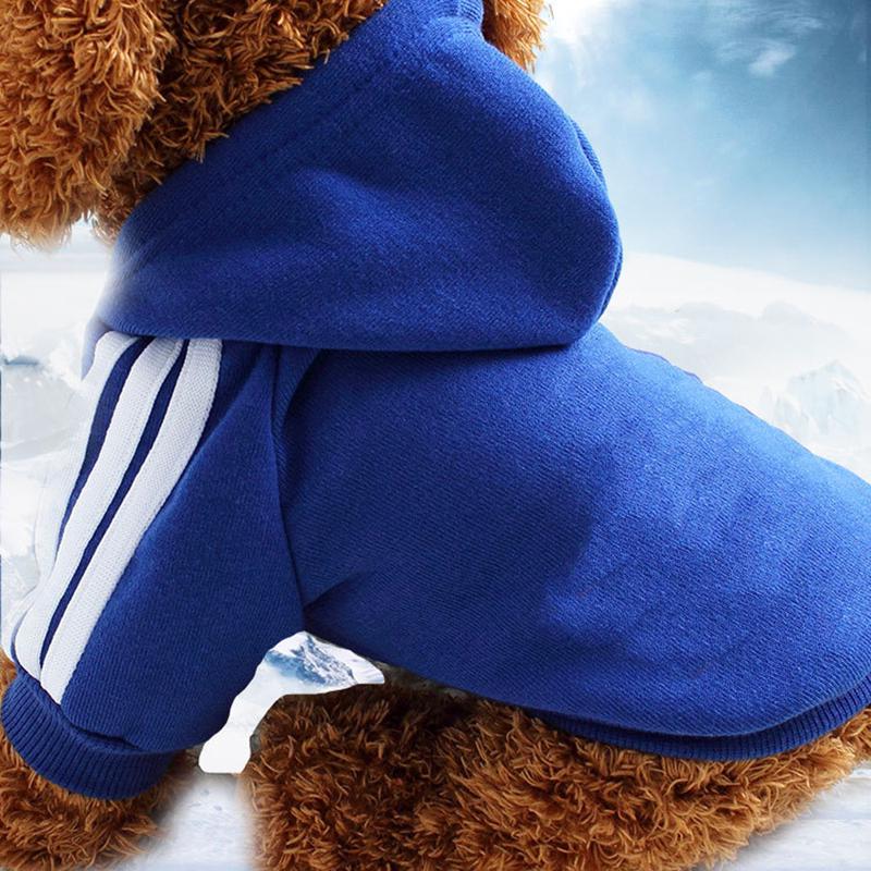 Haustier Hund Kleidung Warme Hund Overall Katze Welpen Outdoor Sport Kleidung Verdicken Haustier Hoodie Mantel Outfit L blau