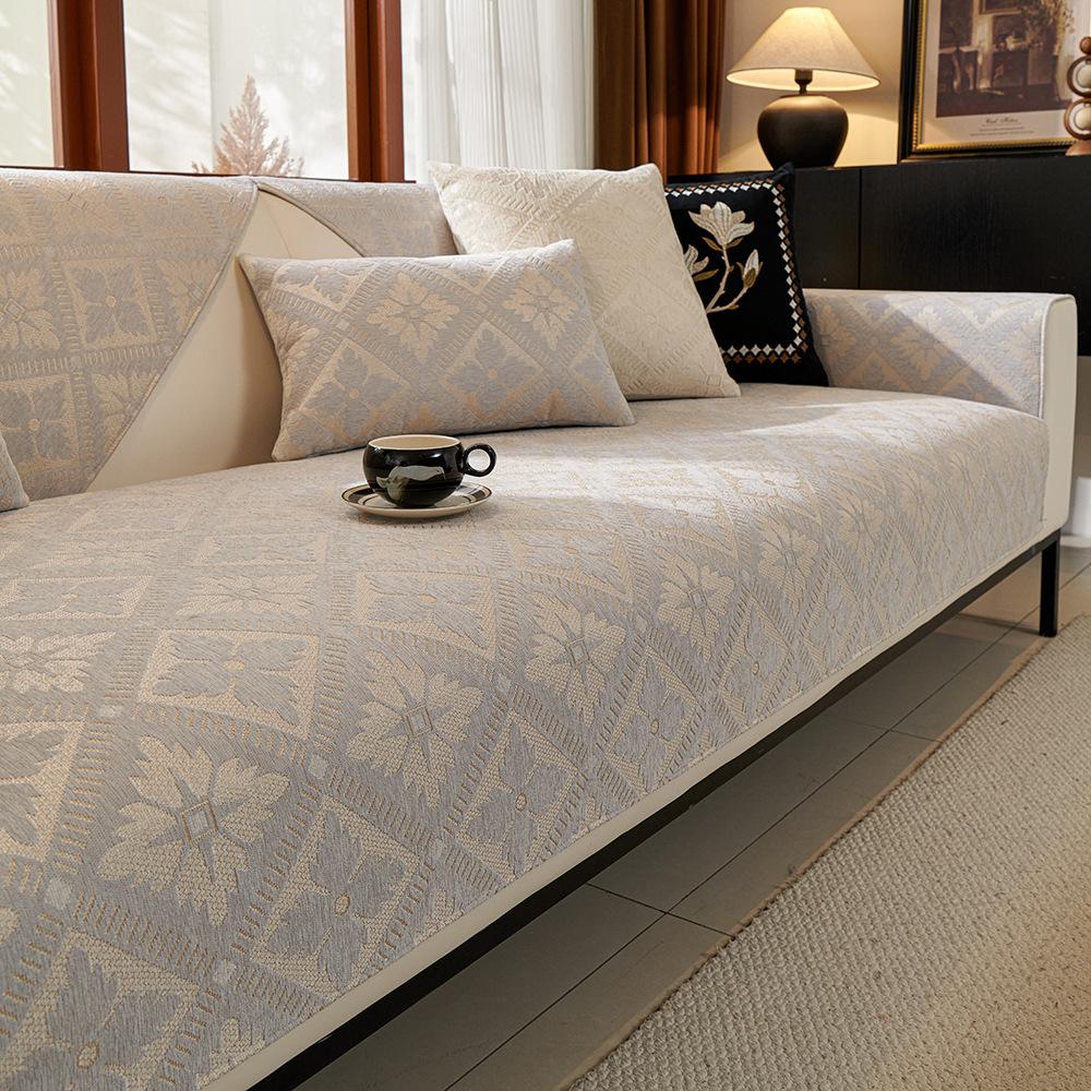 Chenille Jacquard Sofa Matte Vier Jahreszeiten Universal Rutschfest Leder Sofa Bezug All Inclusive Universal Rückenlehne Französische Sofa Matte 70x70cm 1pcs
