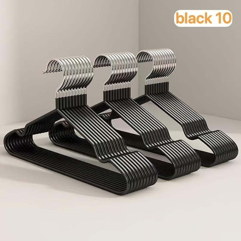 10 Stück rutschfeste Kleiderbügel aus Edelstahl, langlebige, robuste Kleiderschrank-Organizer, geeignet für Zuhause, Kleiderschränke, Garderoben und die Aufbewahrung im Wohnheim. schwarz