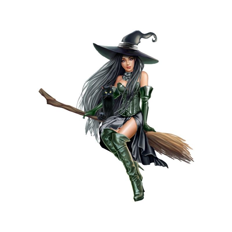 Tri Koshki KCS237 Fantasy Hexe Halloween Autoaufkleber PVC bunte Aufkleber Motorradzubehör Aufkleber auf Auto Laptop Gepäck 11cm -S