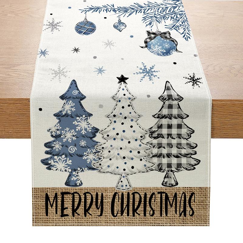 Weihnachten Gedruckt Tisch Flagge Leinen Gedruckt Küche Tisch Eingang Kleine Tischdecke Lebkuchen Puppe 33cmx180cm ZQ029-2