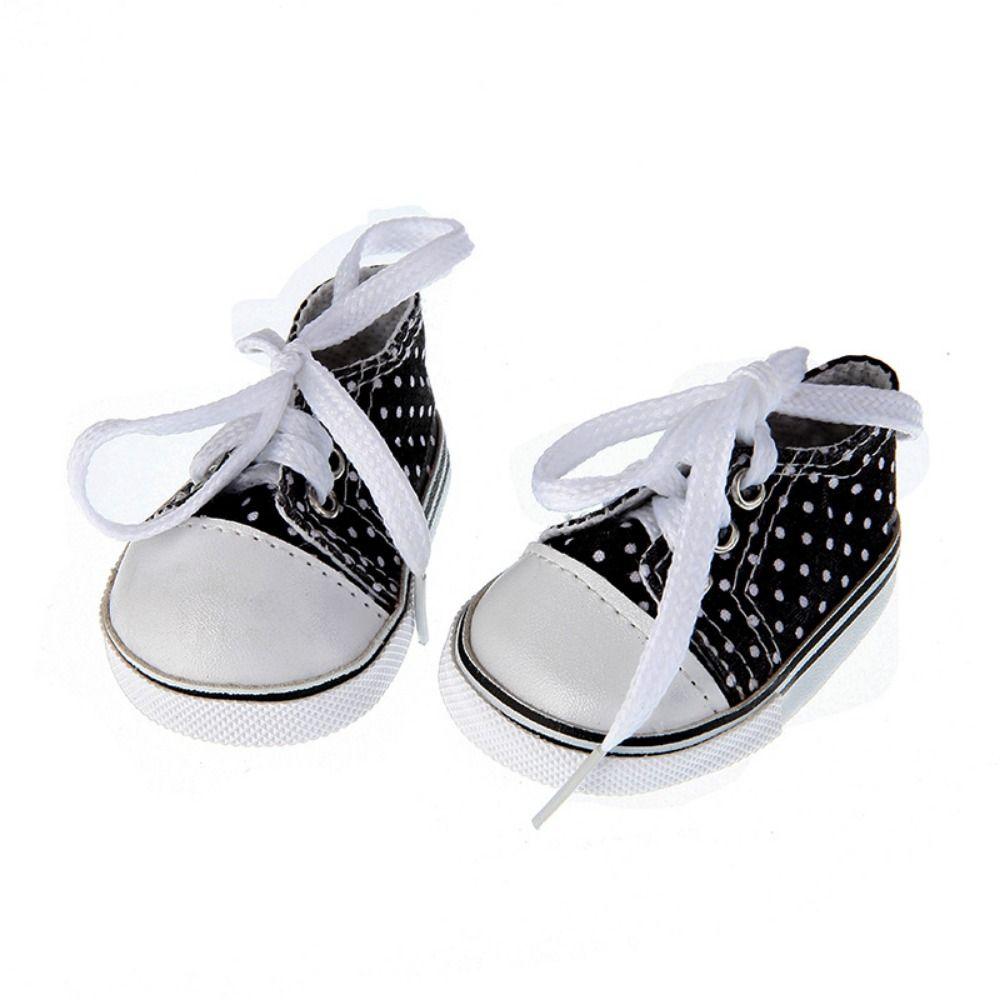 7CM Puppe Segeltuchschuhe Mini Puppe Turnschuhe Puppenzubehör BJD Puppenschuhe 43 Cm Baby Puppen stlye 2 schwarz