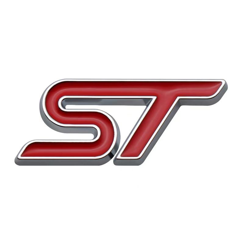 3D Metall ST Auto Lenkrad Emblem Aufkleber für ST Focus x 2 3 Kuga FIESTA MONDEO VIGNALE ECOBOOST KUGA Auto Auto Styling silber/rot