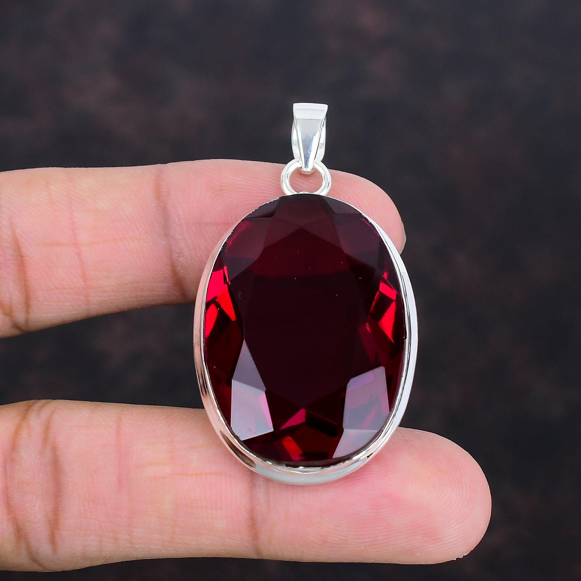 Facettierter Rubellit Anhänger Handgefertigter Edelstein Anhänger 925 Sterling Silber Anhänger Top Qualität Rubellit Schmuck Einzigartiger Anhänger Geschenke für Frauen black