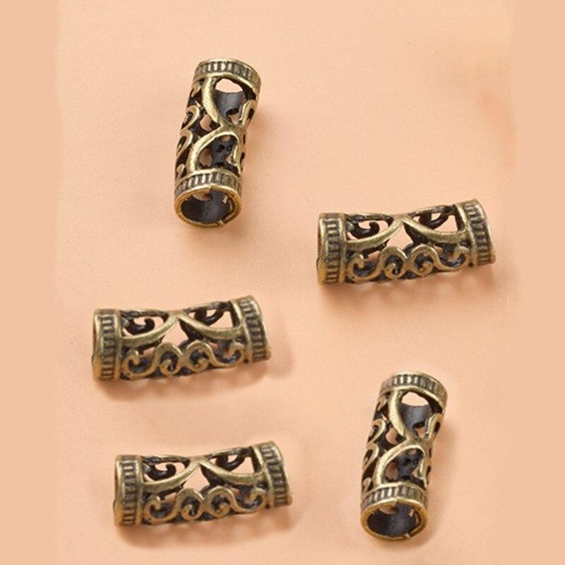 5 teile/beutel Silber Metall Haar Ringe Geflecht Dreadlocks Perlen Haar Manschetten Dread Tube Charm Dreadlock für DIY Haar Mithelfer