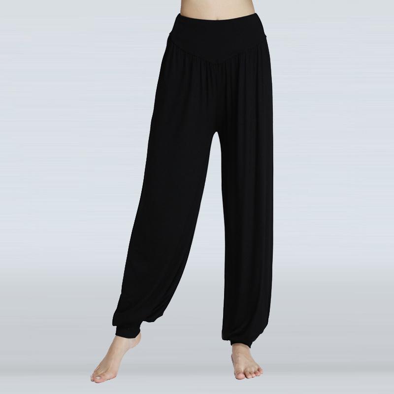 Damen Elastische Lose Beiläufige Baumwolle Weiche Yoga Sport Tanz Hosen Elegante Hosen Frau Frauen Hosen Hohe Taille Kleidung Weibliche XXL schwarz