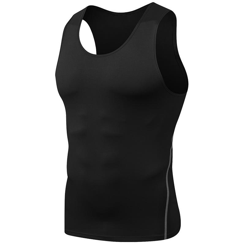 Schnell trocknendes Herren-Kompressionsshirt zum Abnehmen, Body Shaper, Weste, Workout-Tanktops, Bauchmuskel-Unterhemden M schwarz