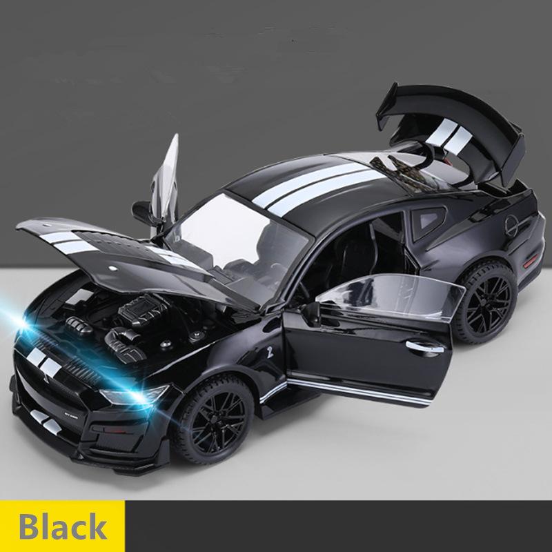 1/18 Ford Mustang Shelby GT500 Legierung Sportwagen Modell Diecast Metall Rennwagen Fahrzeuge Modell Ton und Licht Kinderspielzeug Geschenk schwarz