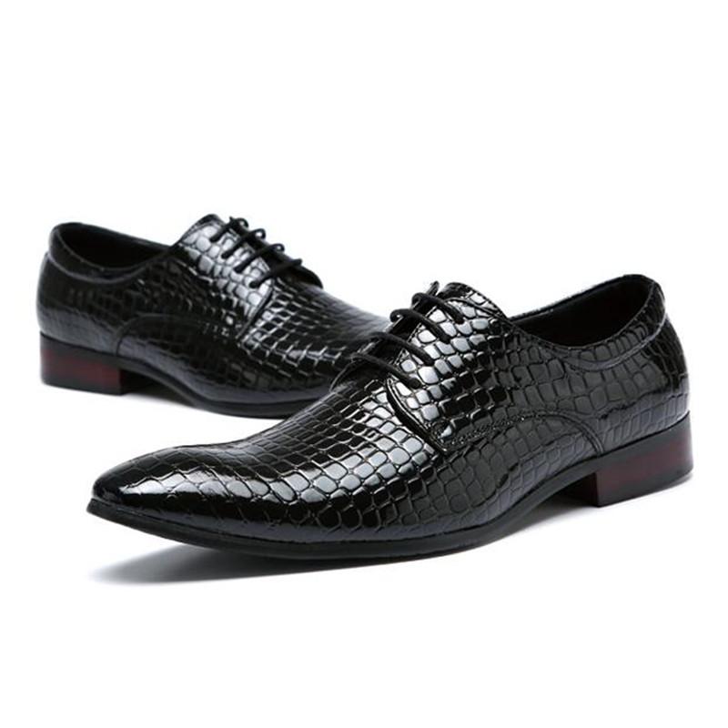 Herrenmode Schlangenlederoptik Schnürschuhe Hochzeitspartyschuhe Herrenkleid Business Büro Oxfords Flats EUR Größe 38-48 10 (EU 44) schwarz