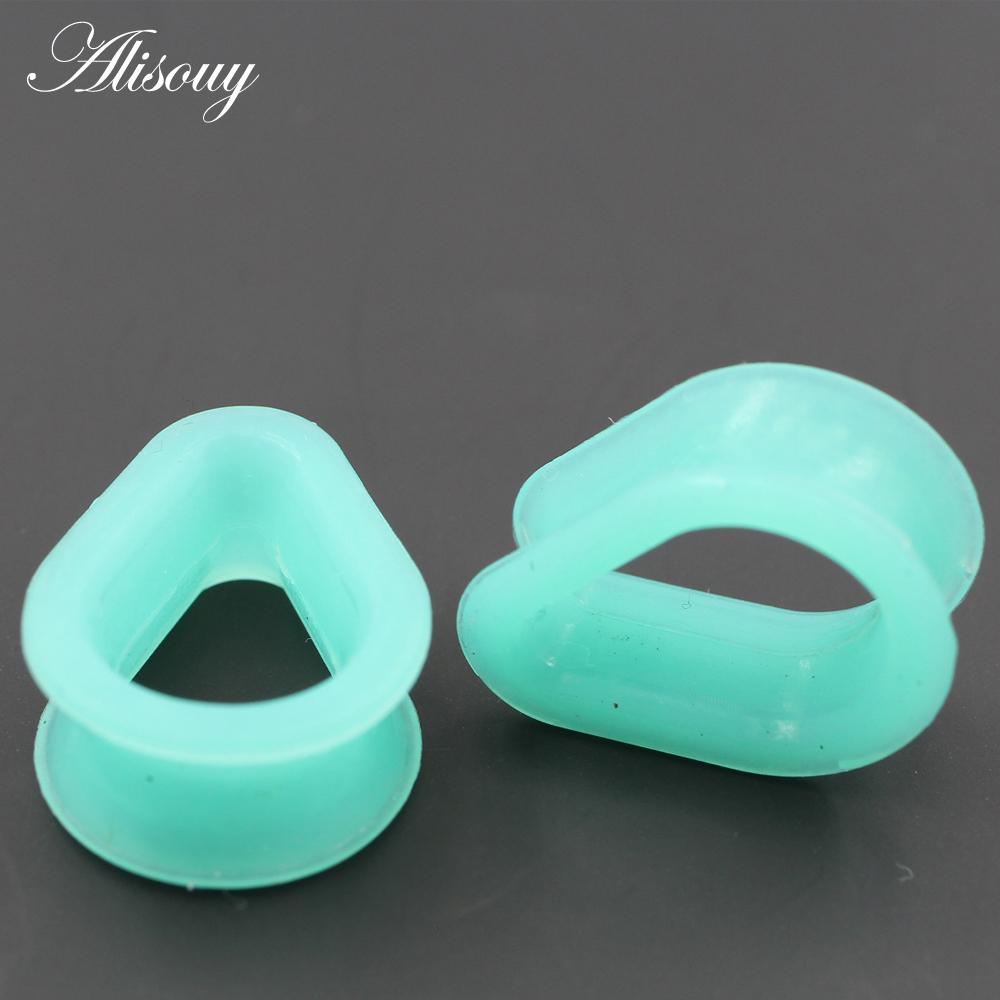 Alisouy 2PCS Silikon Flexible Tränen Wasser Tropfen Flares Flesh Ohr Plugs Tunnel Expander Keil Messgeräte Ohrringe Piercing Schmuck 12mm cyanblau
