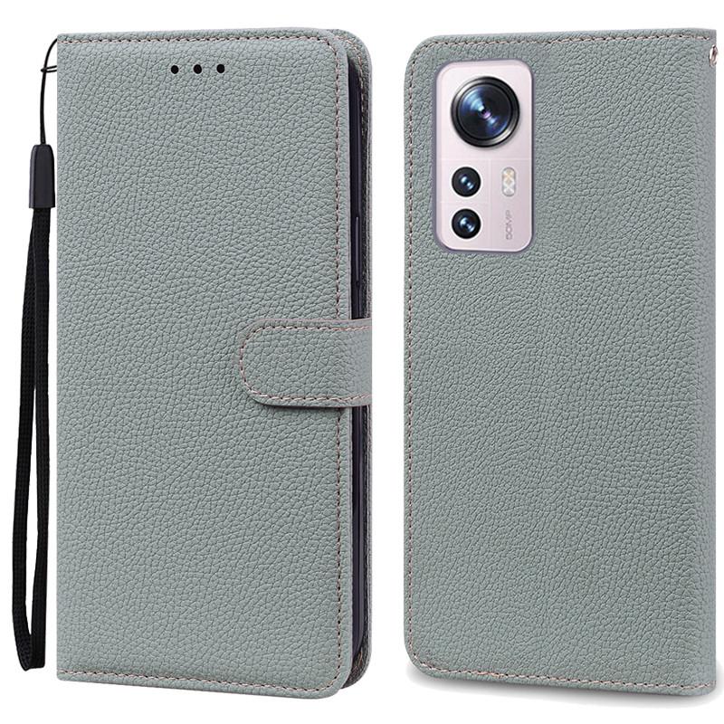 Mi 12 Lite Hülle für Xiaomi 12 Lite / Mi 12S Pro Brieftasche Leder Klapphülle Für Xiaomi 12X 12 Pro Mi12 12Lite Hülle Coque Fundas Xiaomi Mi 12S Pro grau