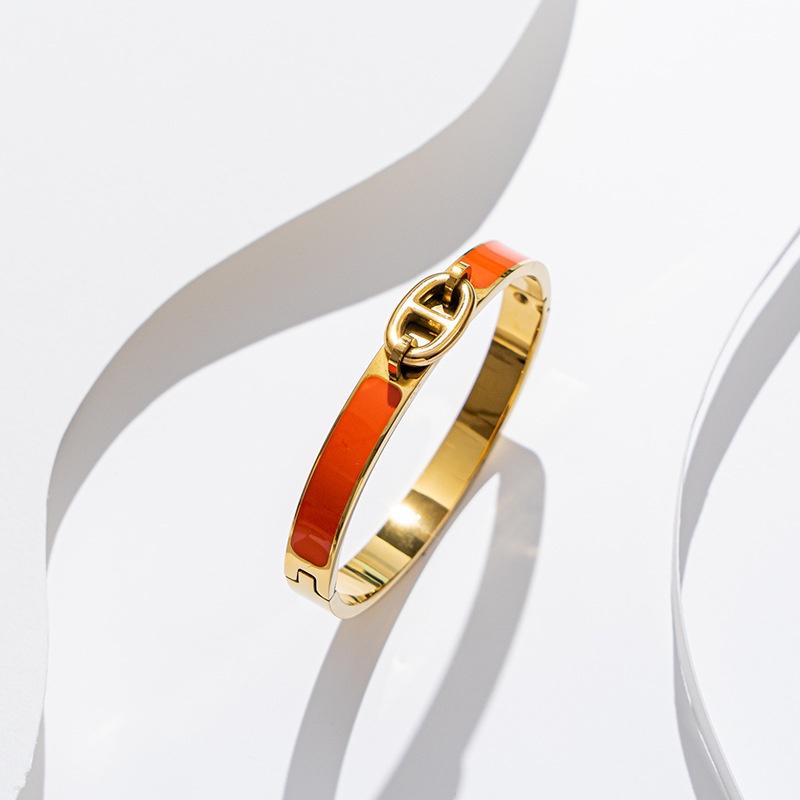 Edelstahl-Armreif für Damen, unfassbarer Modeschmuck orange/gold