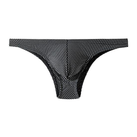 Herren Slips Low-Rise Einfarbig U-Convex Slips Weich Atmungsaktiv Bequem Slim Fit Elastische Unterwäsche Alltagskleidung L schwarz