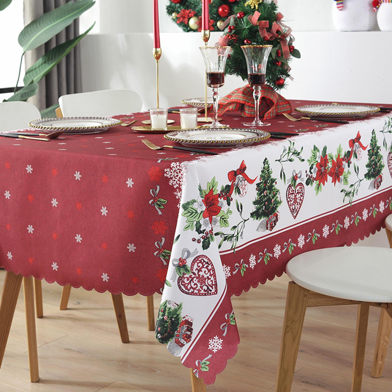 Wiederverwendbare Weihnachts-Tischdecke 5 x 6 Fuß Rechteckige Tischdecke Polyester Wasserdichte Tischdecke Geschenk M Type 1