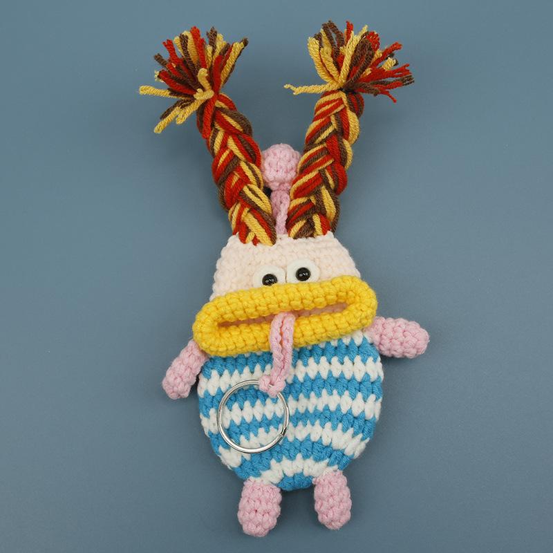 Kreative Wurstmund-Serie Häkel-Schlüsselanhänger Handgefertigte Häkel-Tasche Schlüsselanhänger für Auto-Schlüsselhalter Strickpuppen-Tasche Schlüsselanhänger