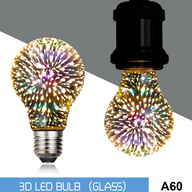 Kreative 3D Feuerwerk Glühbirne Weihnachtsatmosphäre Dekoration bunte Glühbirne Licht Glas Glühbirne
