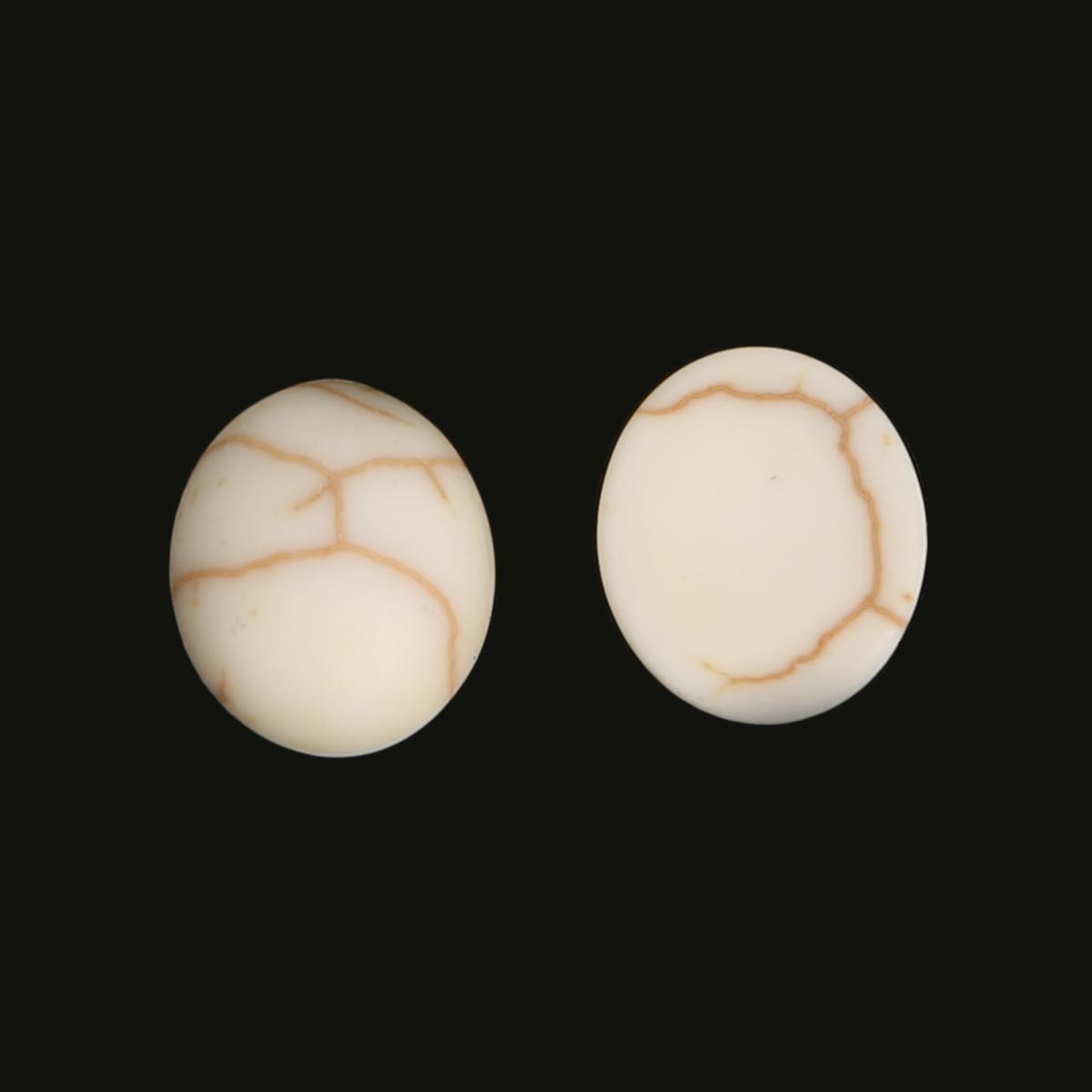 Türkise Perlen, Howlith-Stein, Cabochon-Perlen, halboval, flache Rückseite, Schmuckzubehör, passend für DIY-Ringe, Armbänder, Material 10x12mm 20pcs weiß