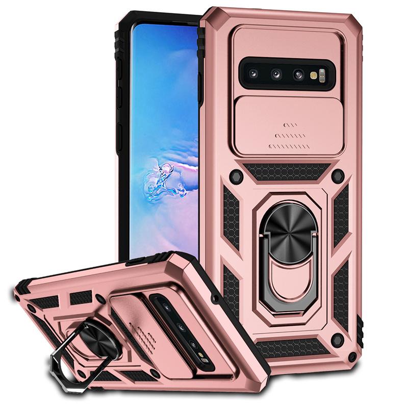 Für Samsung Galaxy S10 S10 Plus Hülle Stoßfeste Panzerfolie Kameraschutzhülle für Samsung S10 S10+Plus Ringhalterabdeckung For Samsung S10 Plus rose gold