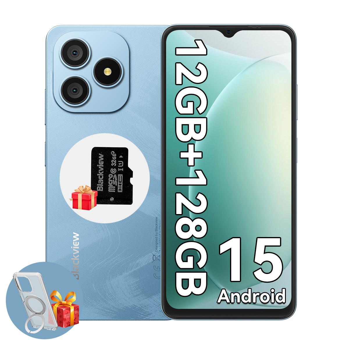 Blackview WAVE 9C Android 15 6,56-Zoll HD+ Display Octa-Core Unisoc Tiger T603 4GB/8GB RAM 64/128GB ROM Smartphone 4GB+128GB blau