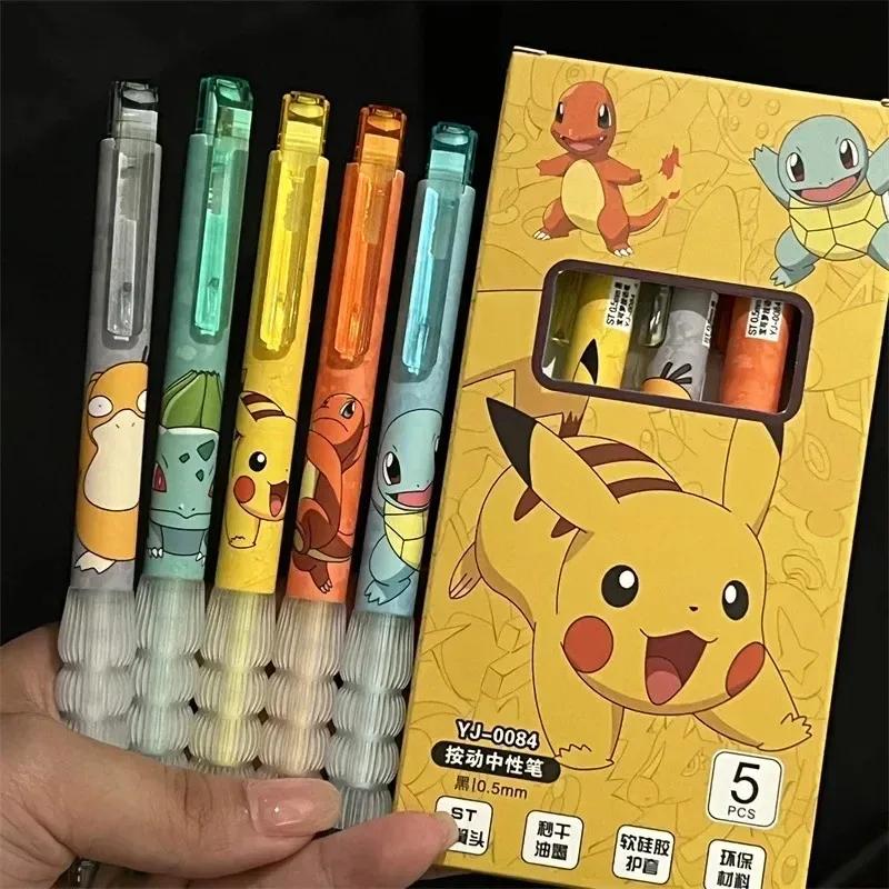 5 Stück Pokemon Pikachu Gelstift Niedlich Anime Cartoon Glumanda Schiggy Druckgelstift Schreibwaren Schulsachen Weihnachtsgeschenke