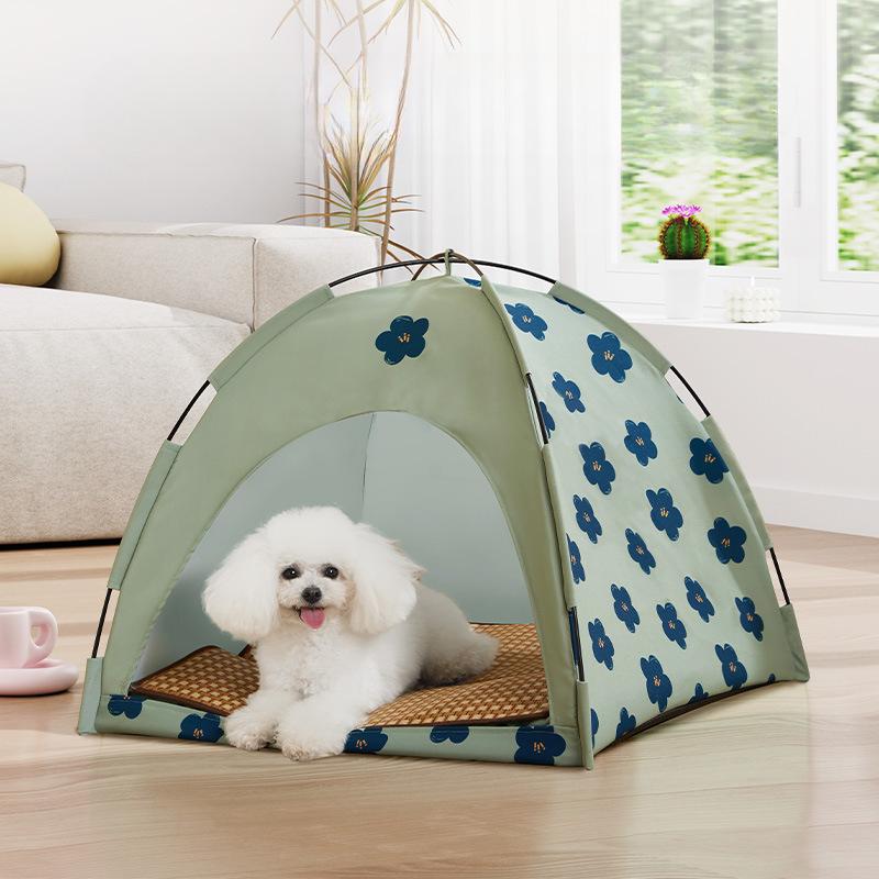 Haustierzelt Hundehütte Vier Jahreszeiten Universell Abnehmbar und Waschbar Corgi Kleiner Hundehütte Hundekäfig Geschlossene Katzenhöhle Y707YY-S-38*38*36cm